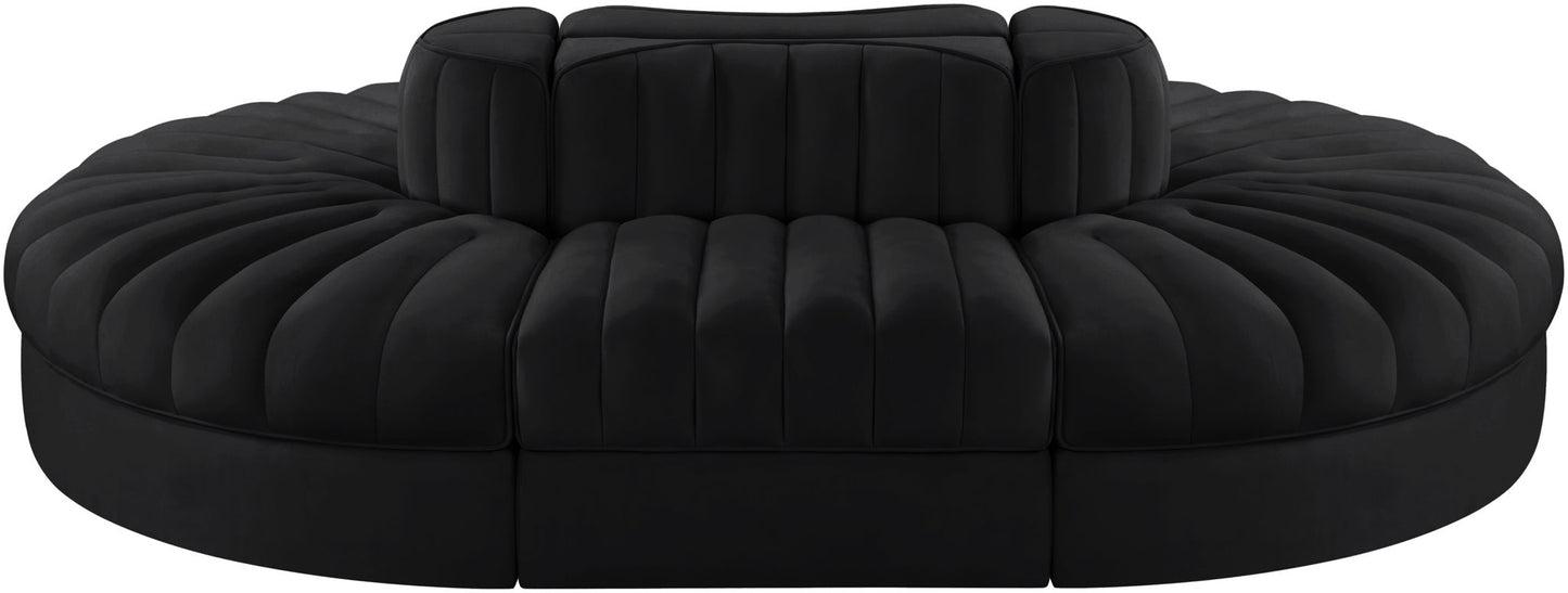 Rummi - Oval Velvet Performance Fabric Upholstered 6 Piece Modular Sectional