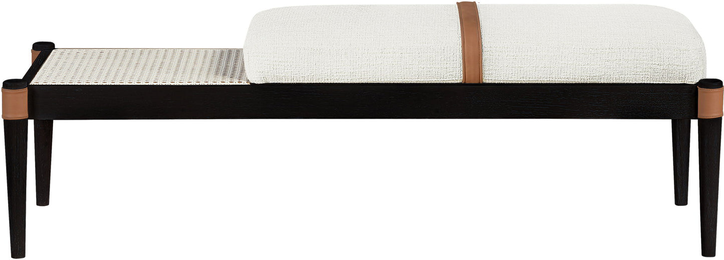 Nara - Linen Textured Fabric Upholstered Bench - Painted Black