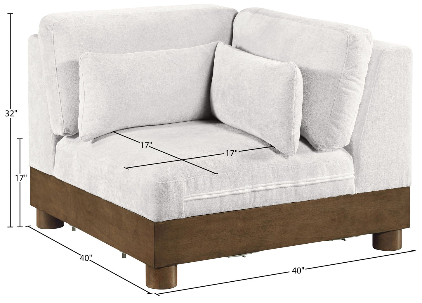 Turin - Chenille Fabric Upholstered Modular Corner Chair - Walnut Base