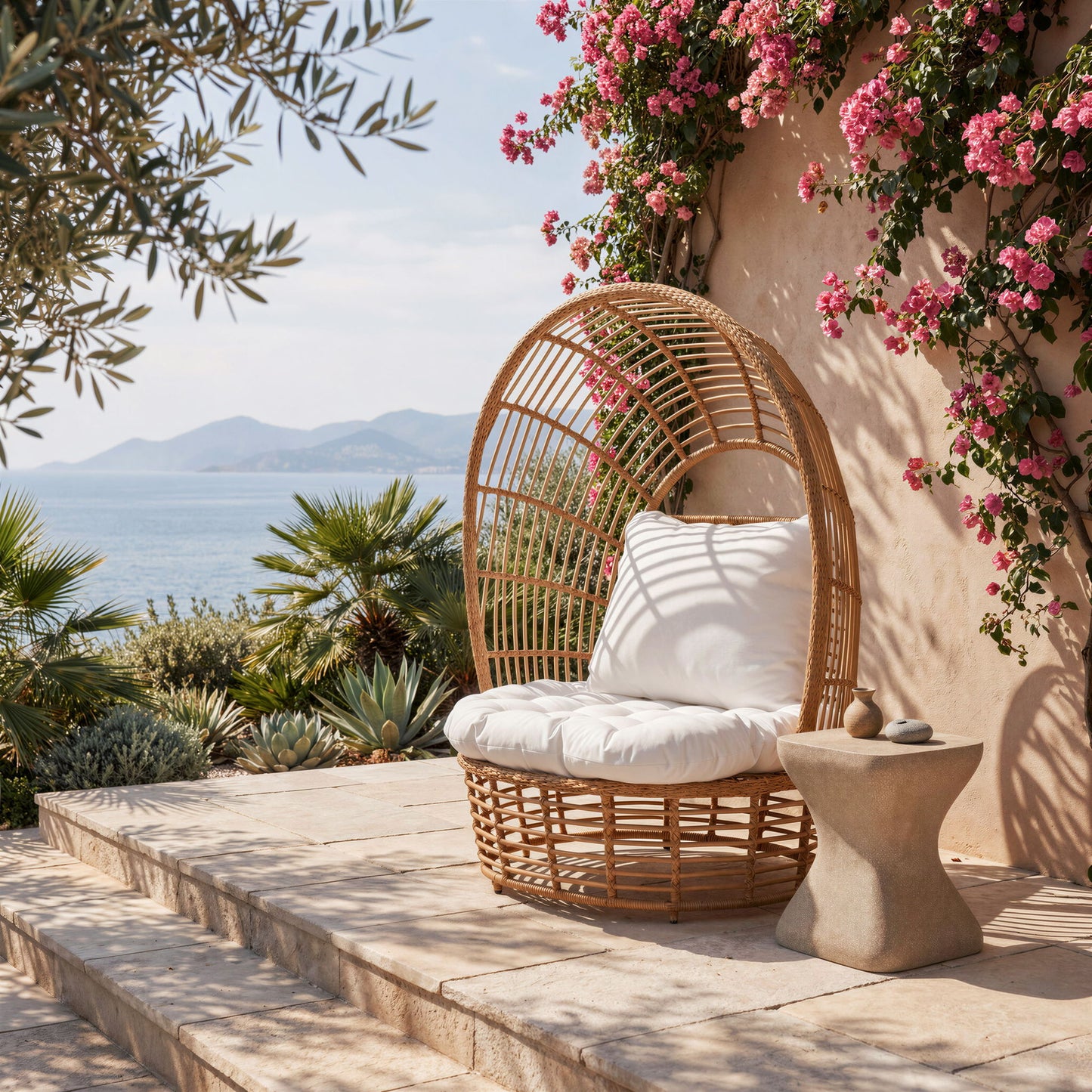 La Jolla - Accent Chair - White / Light Brown