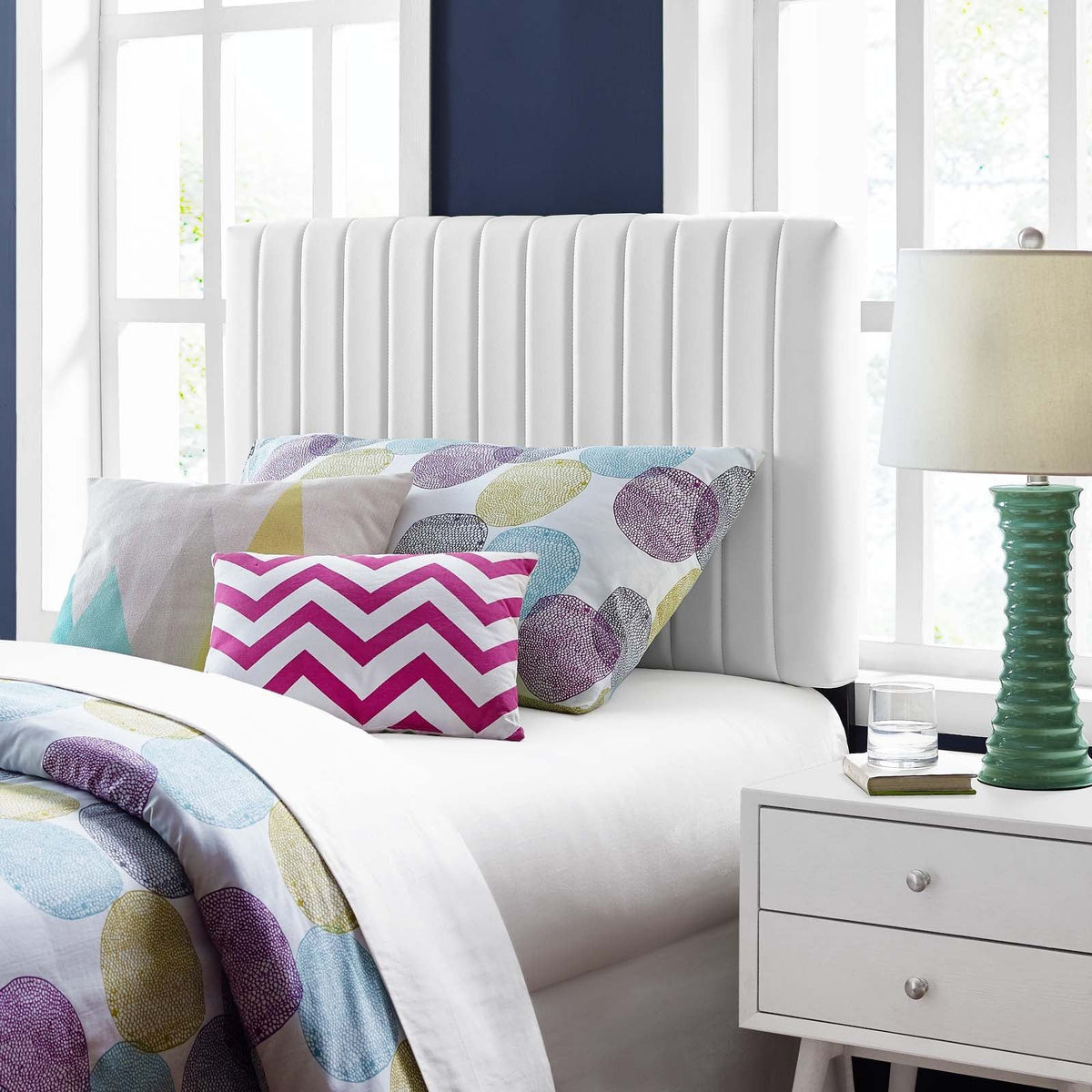 Keira Faux Leather Headboard - Twin, White
