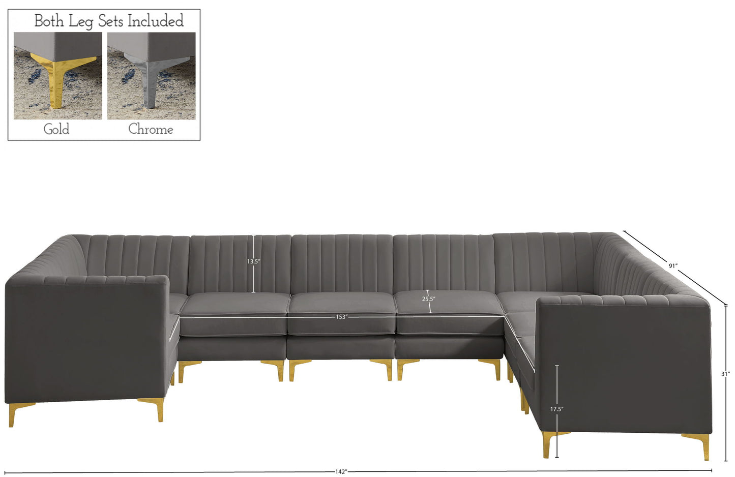 Alina - 8 Piece Modular U-Shaped Sectional