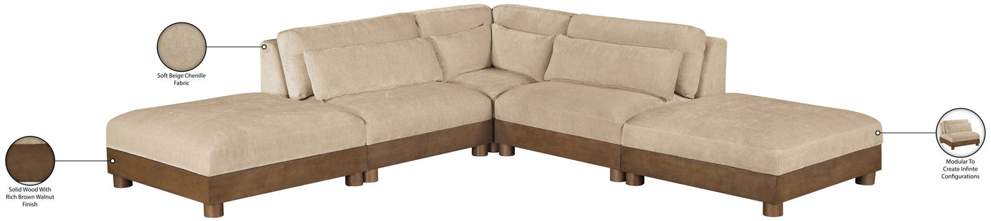 Turin - Chenille Fabric Upholstered Modular Sectional - Beige