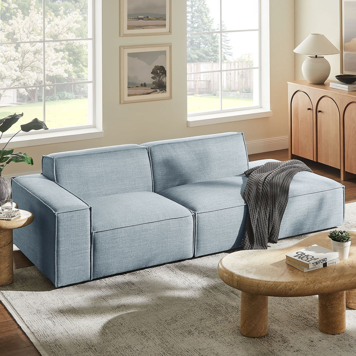 Restore 2-Piece Performance Fabric Upholstered Modular Loveseat - Sky