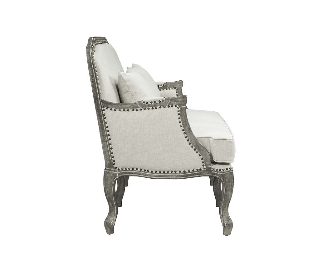 Tania - Loveseat With 2 Pillows - Cream Linen & Gray