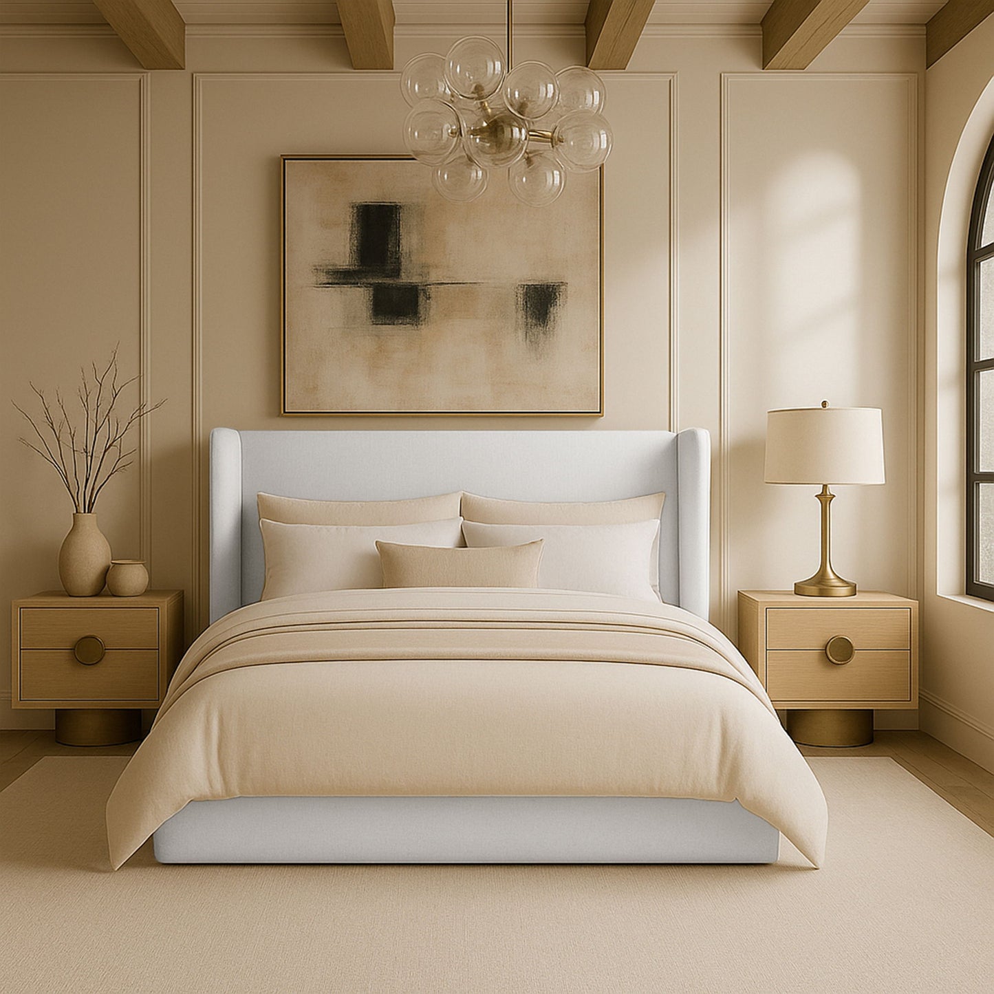 Kendall - Linen Textured Fabric Upholstered Bed