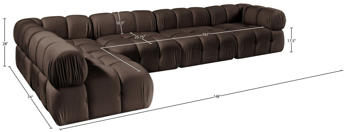 Orin - Velvet 5 Piece Modular Sectional
