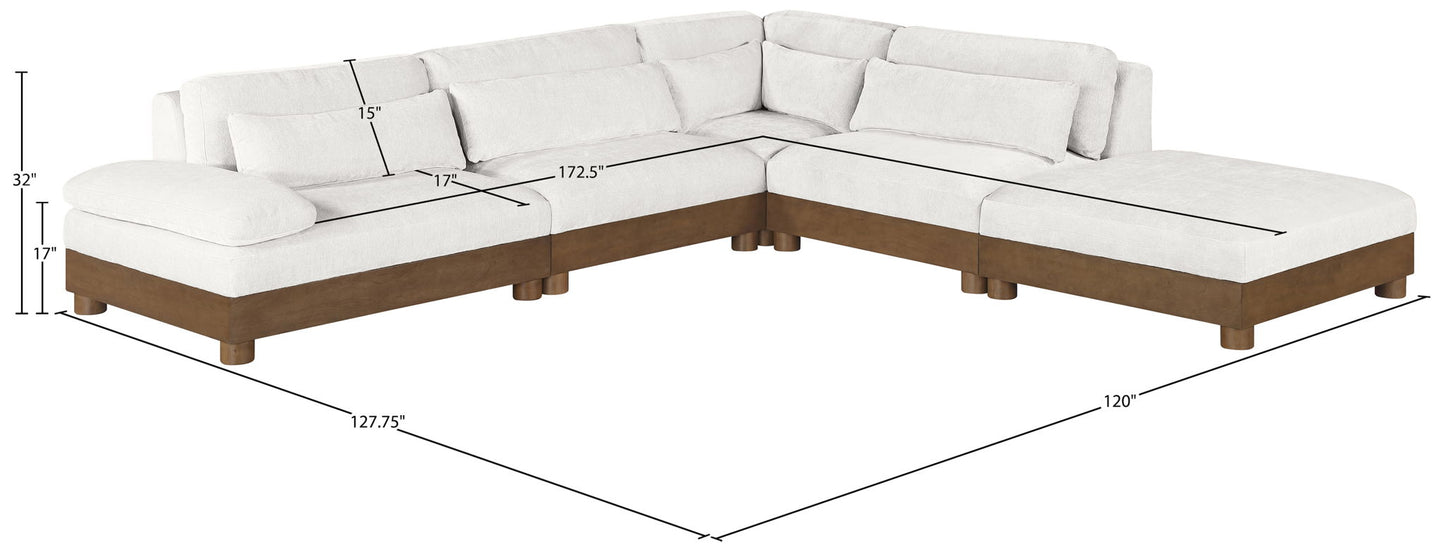 Turin - Chenille Fabric Upholstered Modular Sectional - Cream