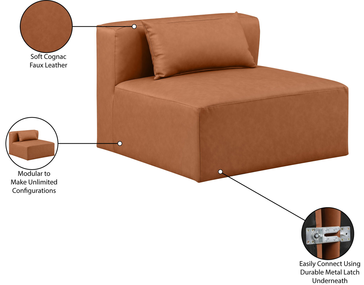 Cube - Armless Chair - Cognac