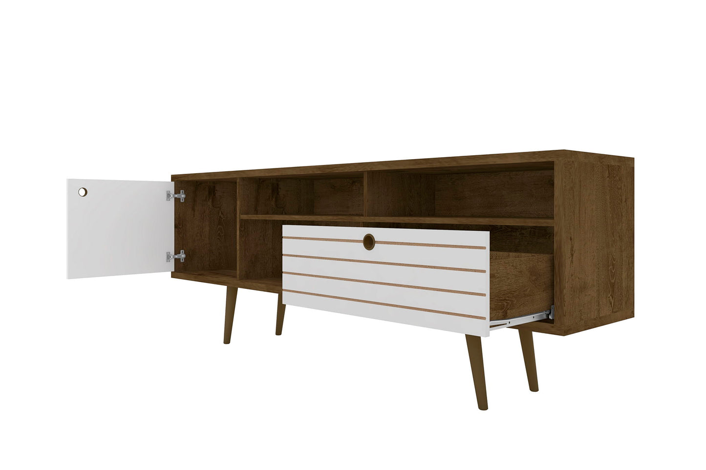 Manhattan Liberty - 71" TV Stand With Rustic Brown Frame