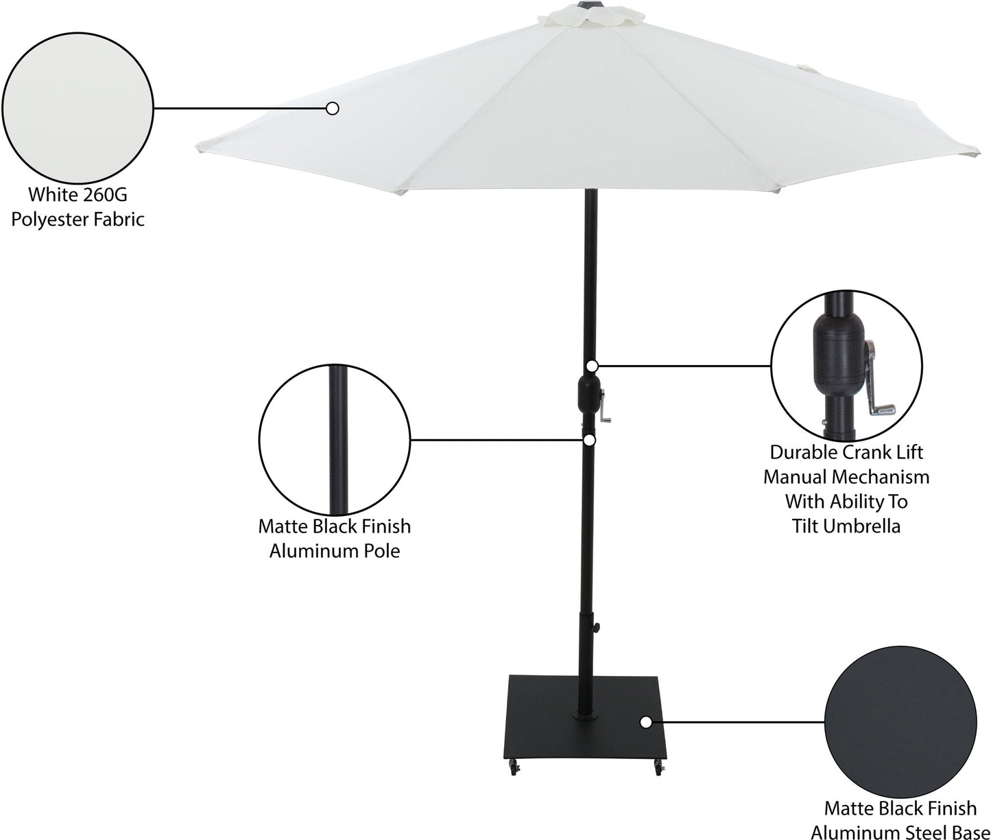 Fiji - Aluminum Patio Umbrella With Square Black Base