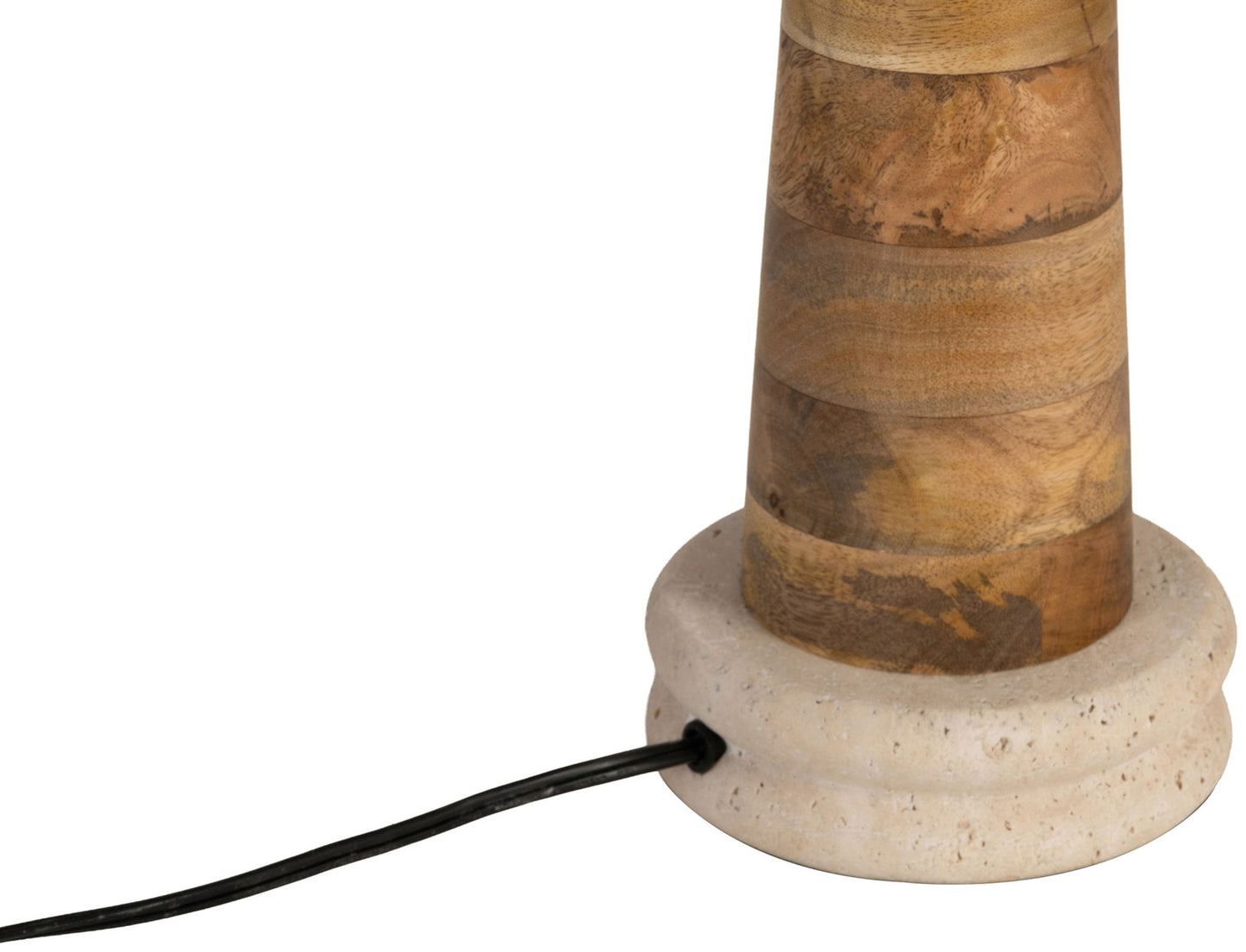 Palea - Mango Wood Base And Linen Textured Fabric Shade Table Lamp - Travertine / Natural