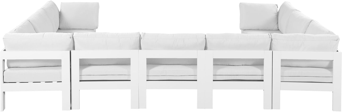 Nizuc - Outdoor Patio 9 Piece Modular Sectional With White Frame