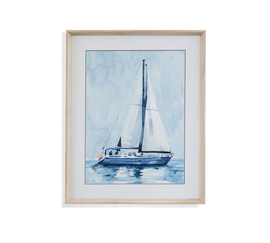 Lone Sailboat II Framed Print - Blue