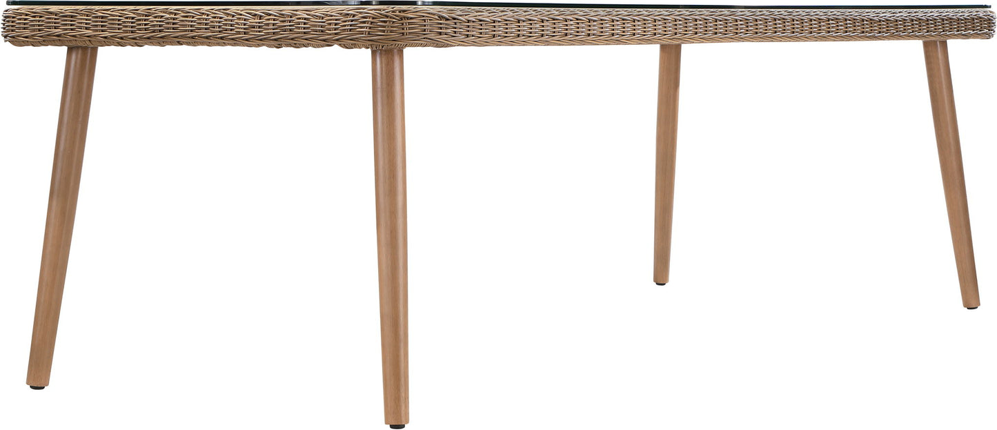 Seacrest - Tempered Glass Top And Wicker Outdoor Patio Dining Table