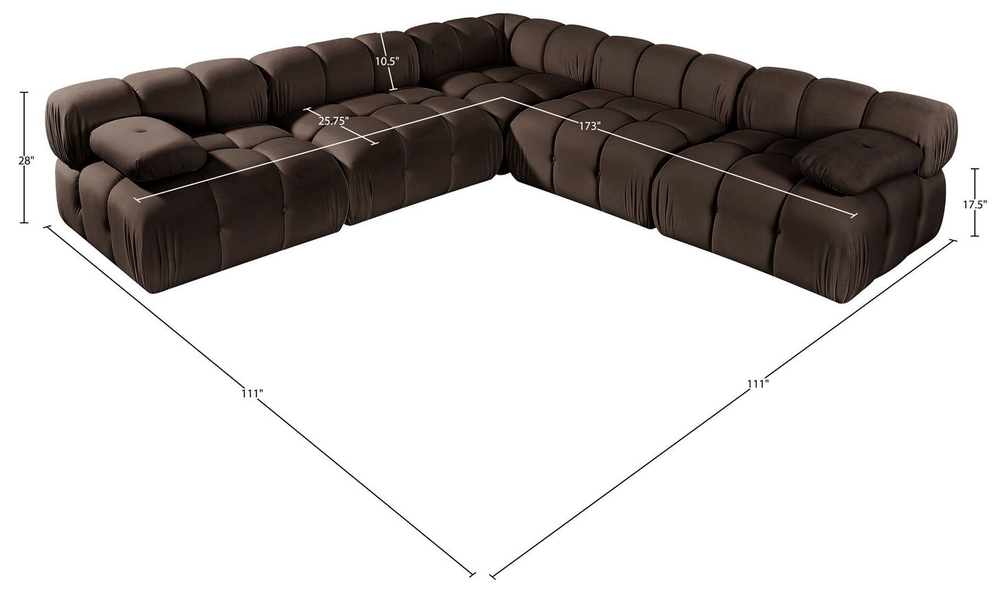 Orin - Velvet Fabric 5 Piece Modular Sectional