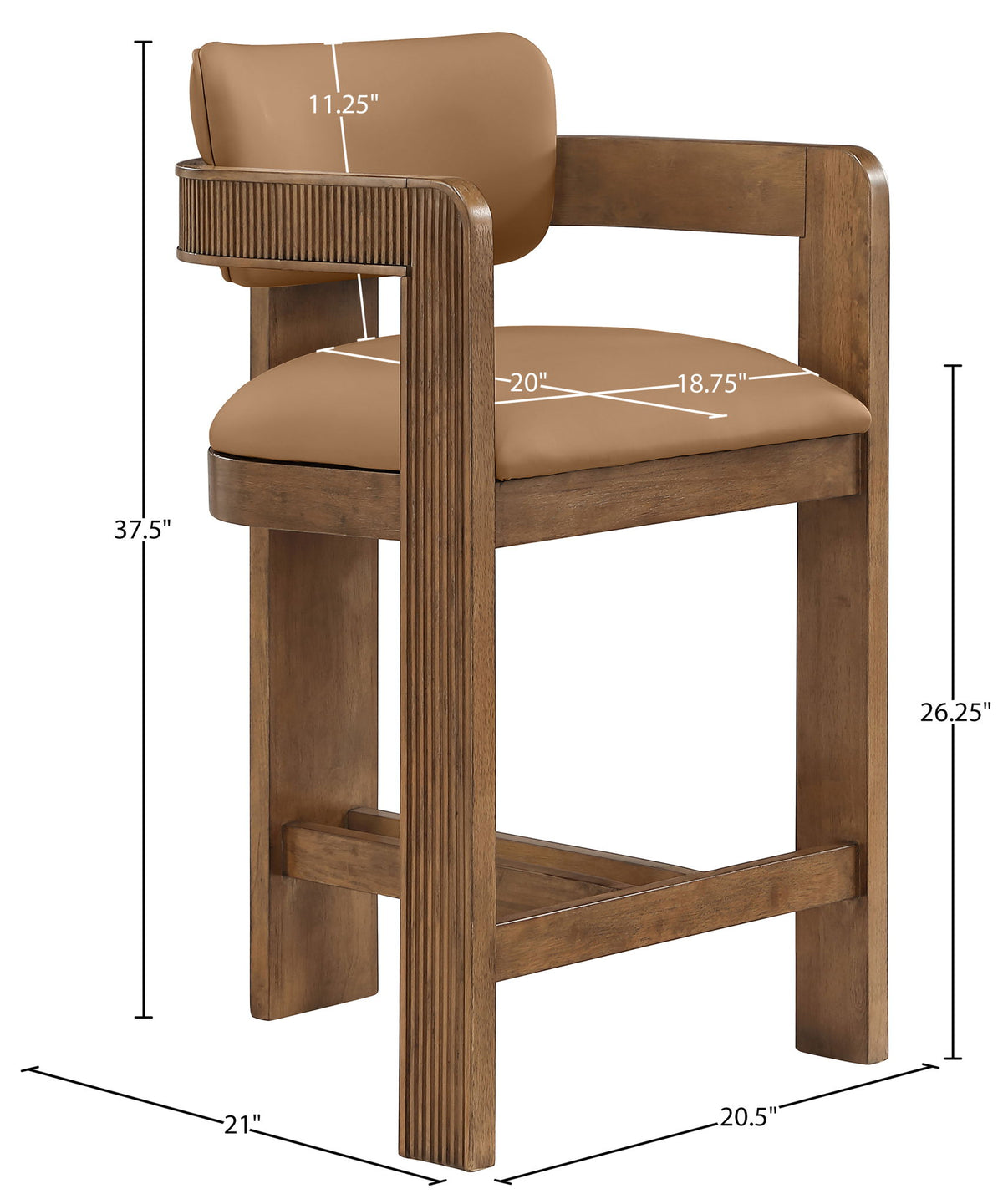 Sacha - Vegan Leather Upholstered Counter Stool With Brown Base