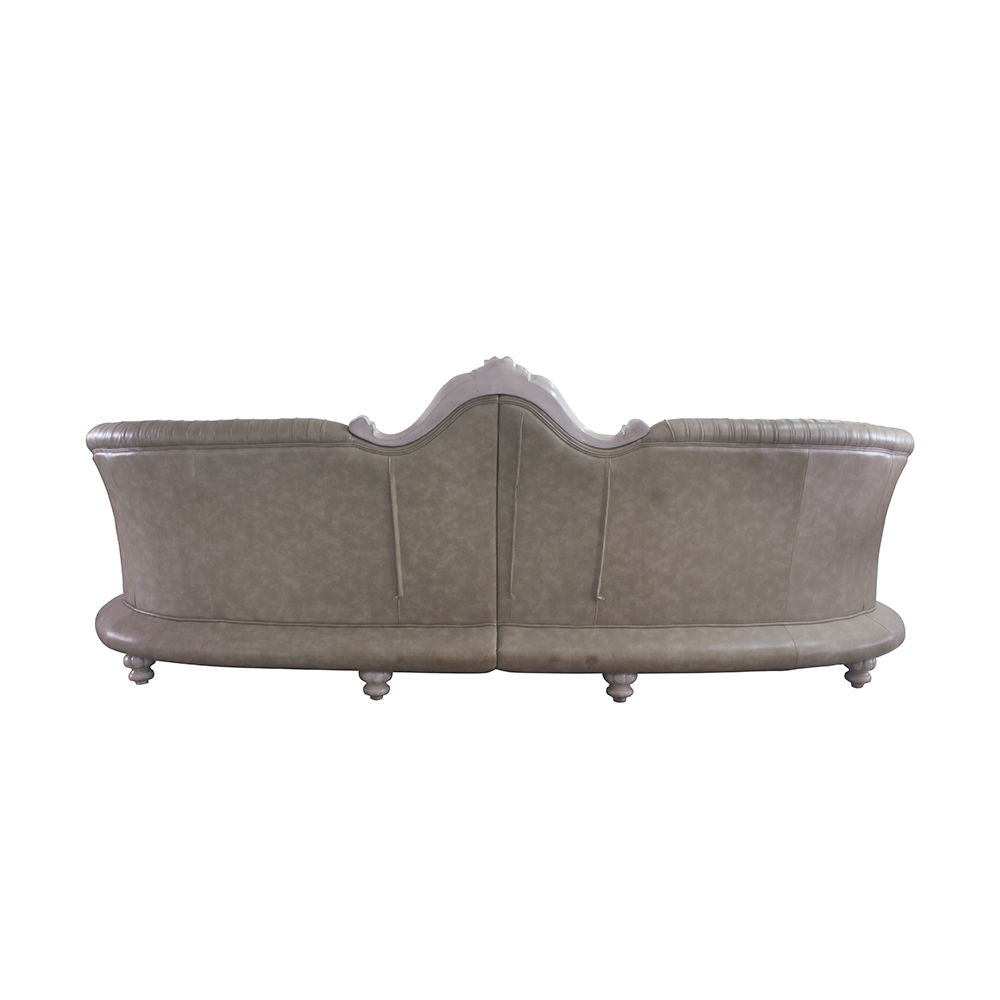 Dresden - 43" Sofa With 5 Pillows - Synthetic Leather & Vintage Bone White