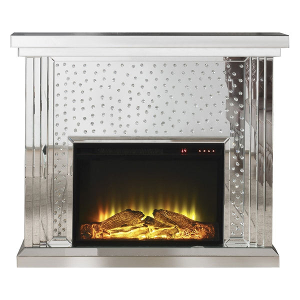 Nysa - 40" Fireplace - Mirrored & Faux Crystals