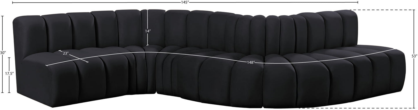 Arc - Velvet 6 Piece Curved Modular Sofa