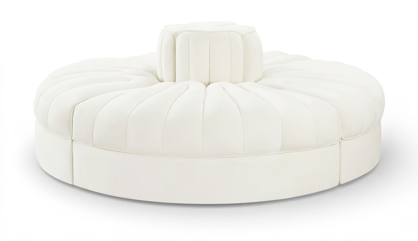 Rummi - Round Velvet Performance Fabric Upholstered 4 Piece Modular Sofa