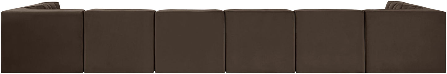 Rummi - Velvet Performance Fabric Upholstered 8 Piece Modular Sectional (With 2 Corner Chairs)