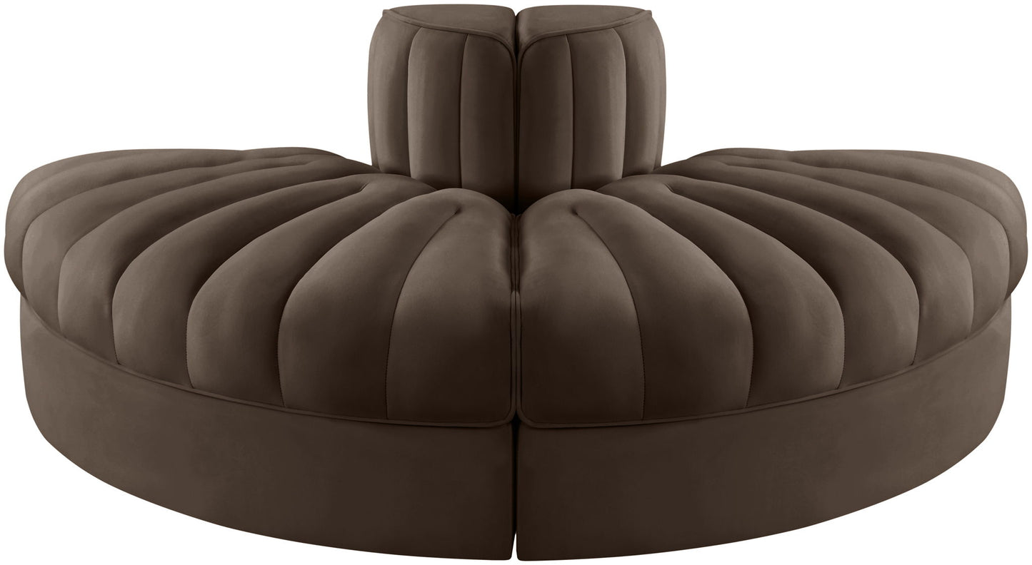 Rummi - Velvet Performance Fabric Upholstered 2 Piece  Rounded Modular Loveseat