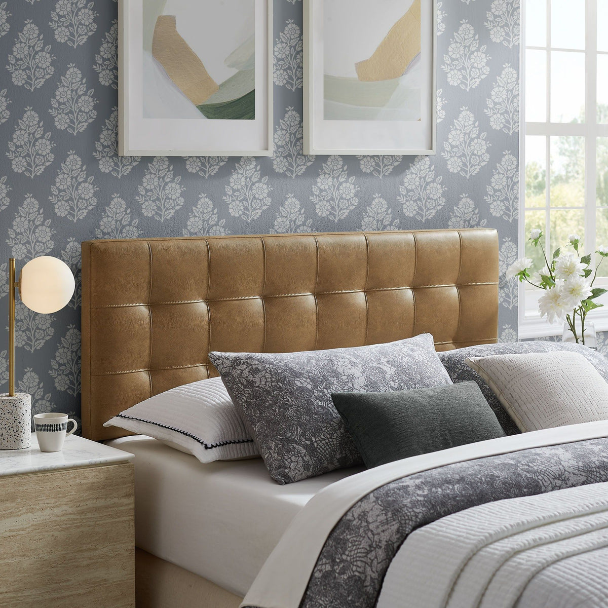Lily Vegan Leather Headboard - Full, Toast