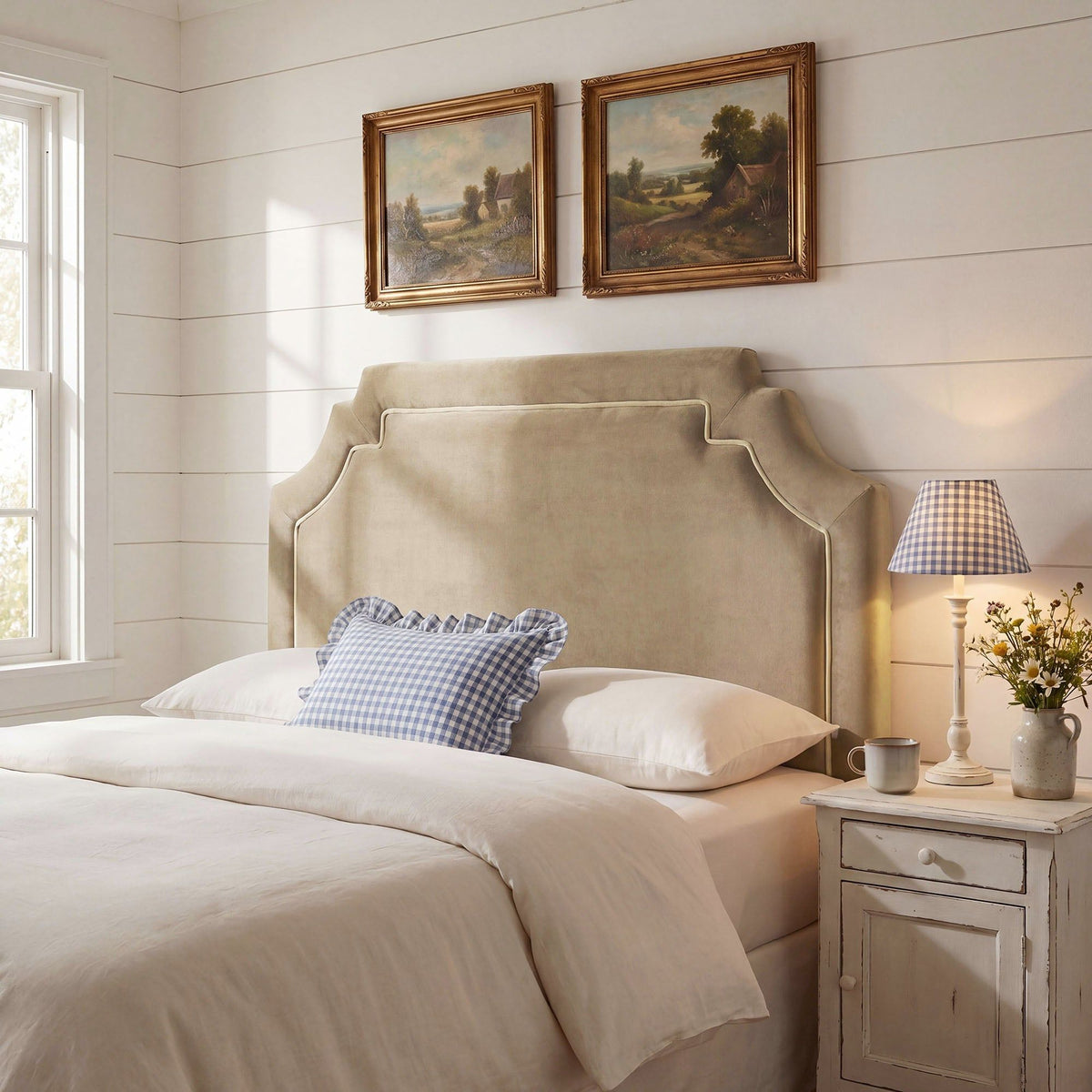 Magnolia Stain-Resistant Performance Velvet Headboard - Queen, Taupe Almond
