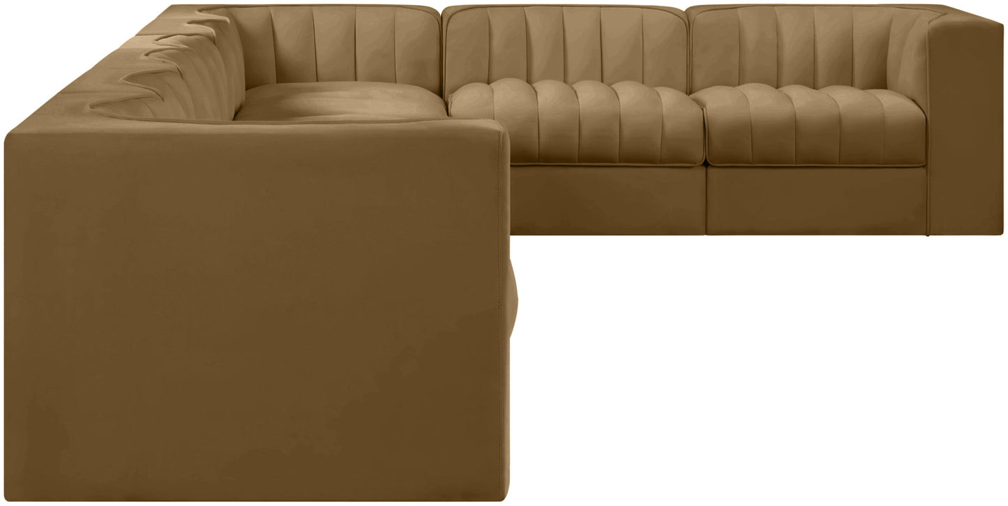 Rummi - Velvet Performance Fabric Upholstered 8 Piece Modular Sectional (With 3 Corner Chairs)