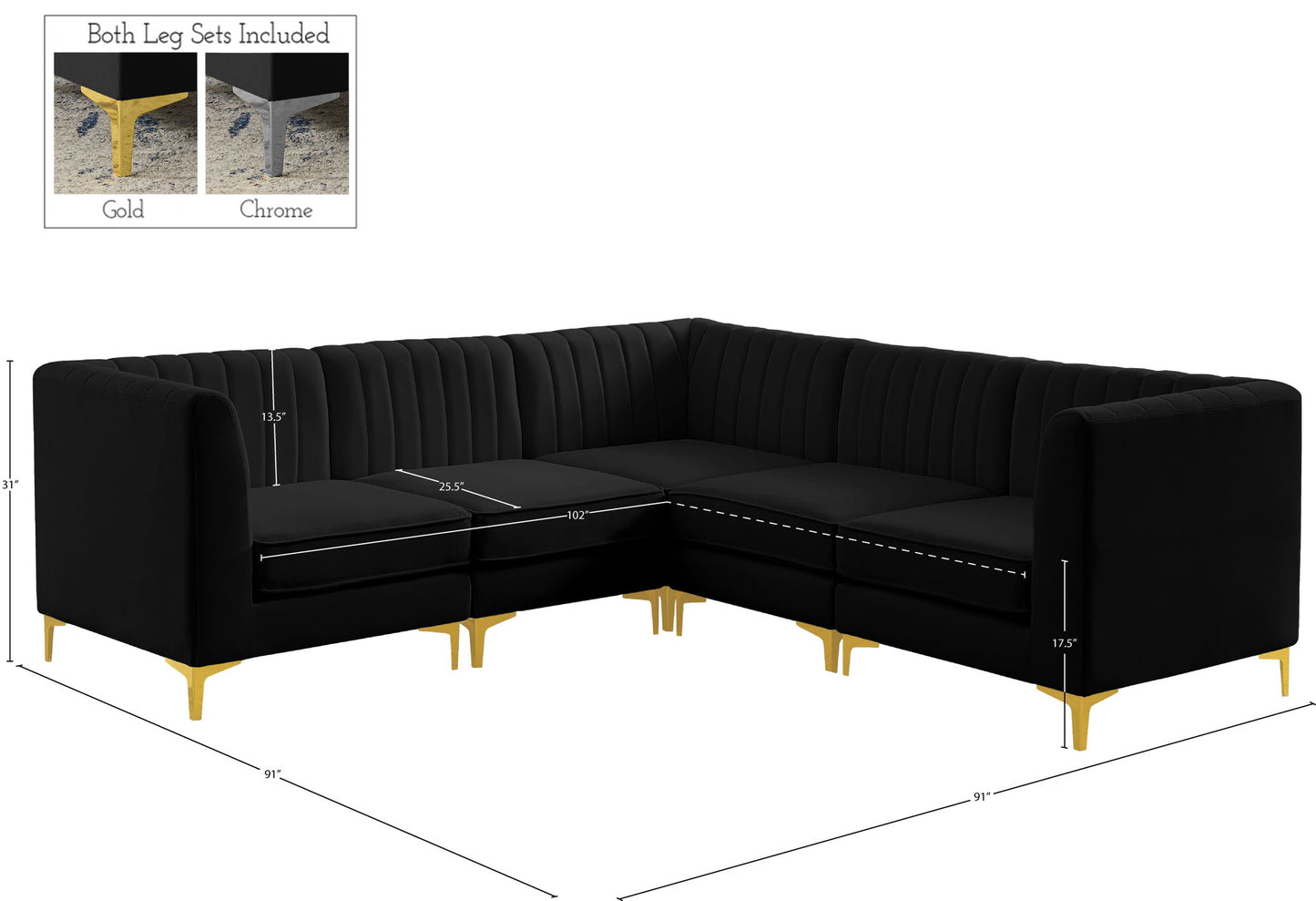 Alina - 5 Piece Modular Corner Sectional
