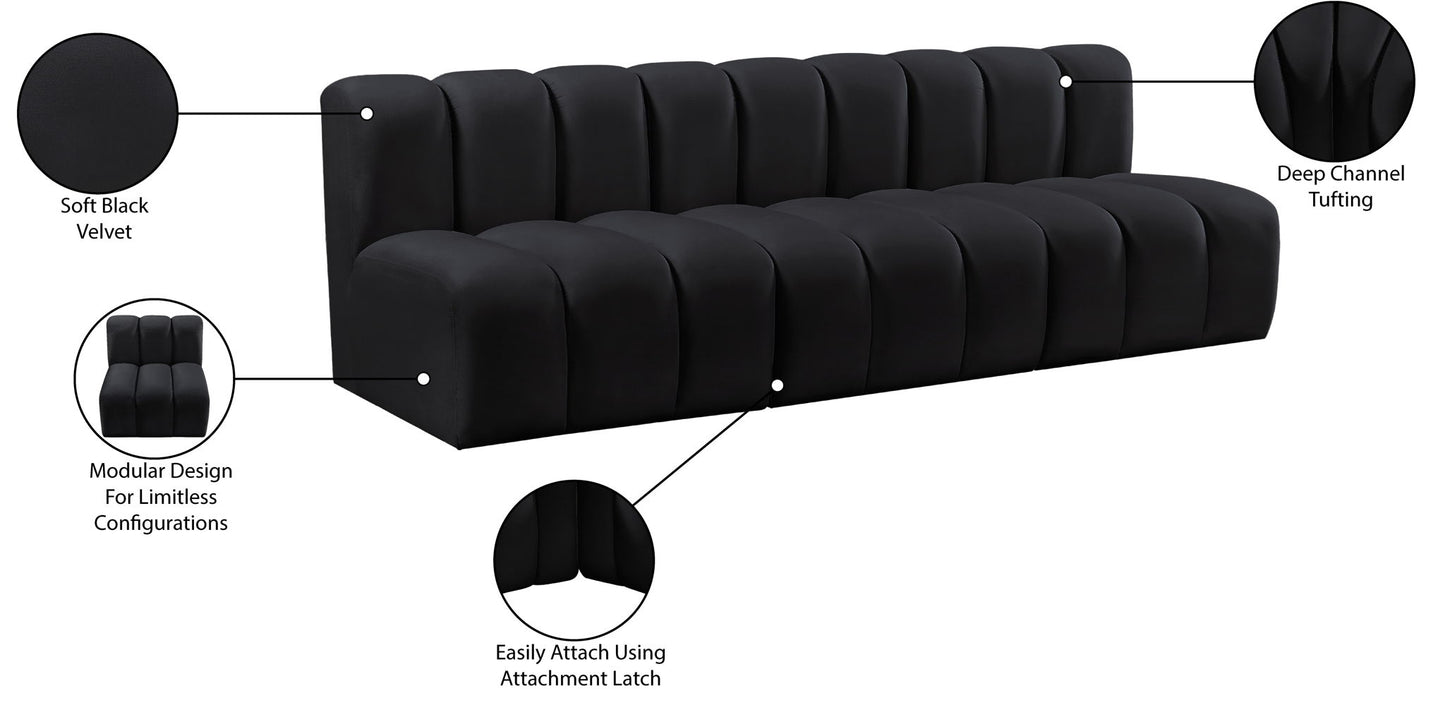 Arc - Velvet 3 Piece Modular Straight Sofa