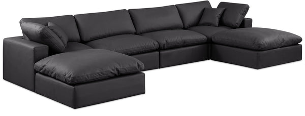 Comfy - 6 Piece Faux Leather Modular Double Chaise Sectional