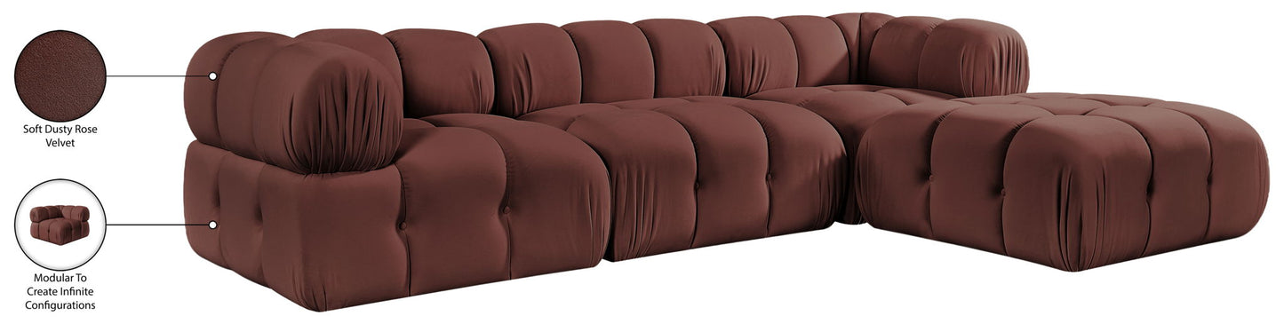 Orin - Velvet 4 Piece Modular Sectional With Chaise