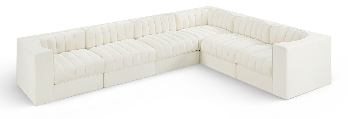 Rummi - Velvet Performance Fabric Upholstered 6 Piece Modular Sectional