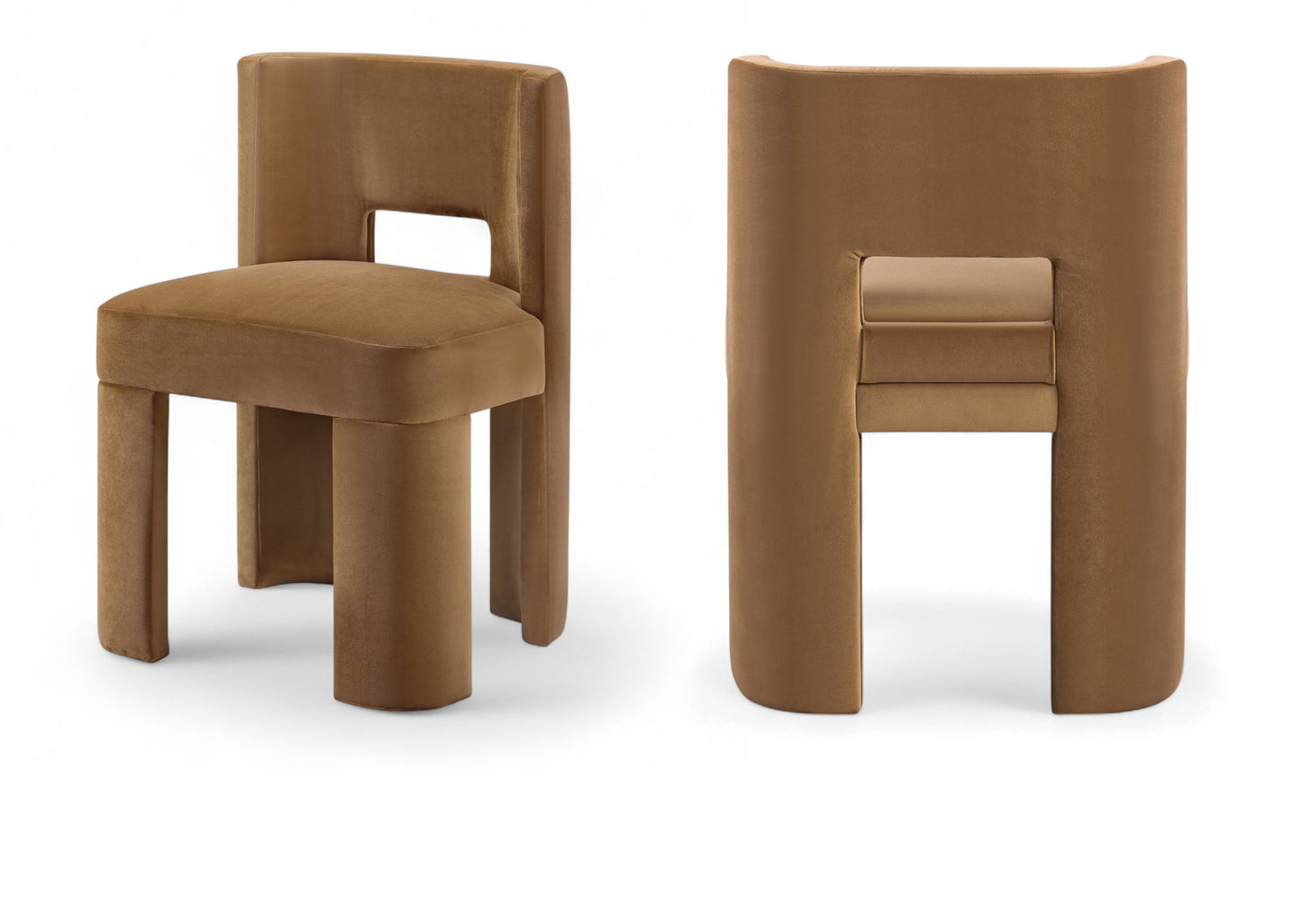 Zuno - Velvet Performance Fabric Upholstered Dining Chair (Set of 2) - Saddle