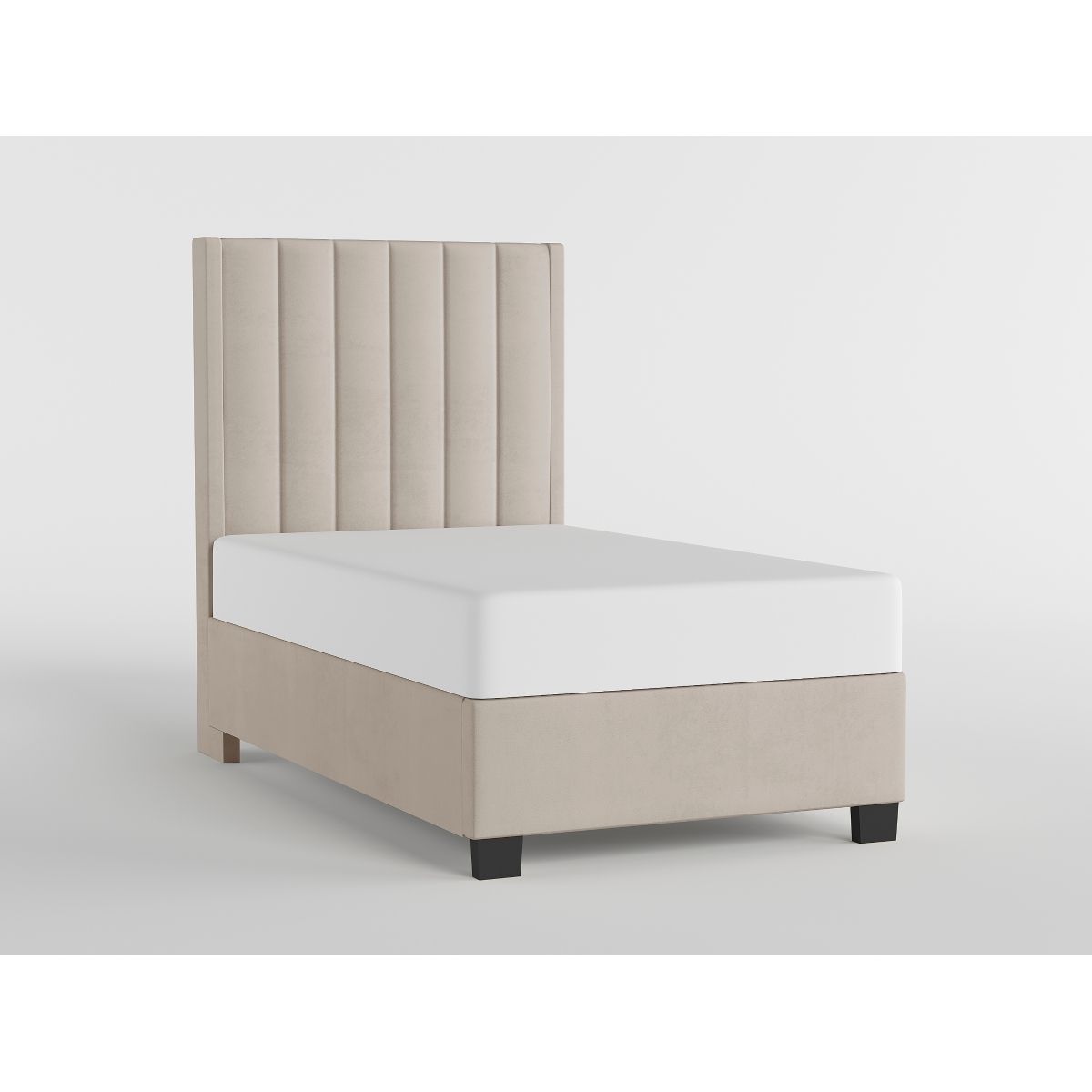 44" Beige Microfiber Platform Bed