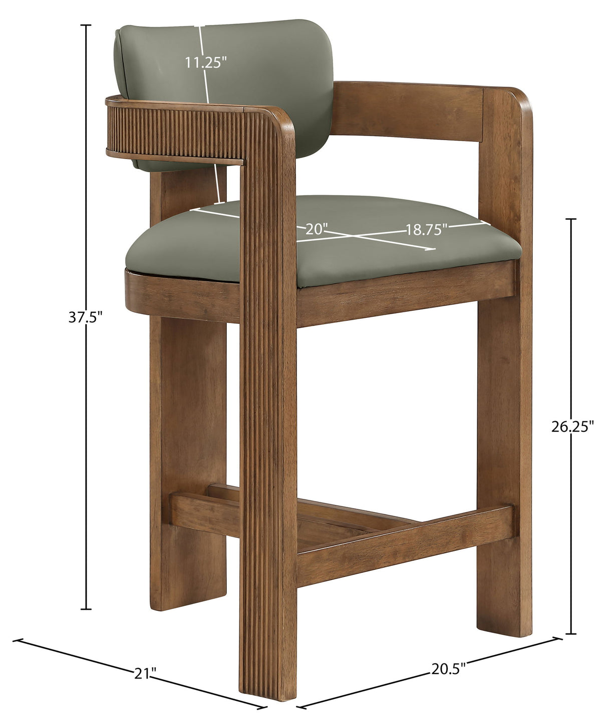 Sacha - Vegan Leather Upholstered Counter Stool With Brown Base