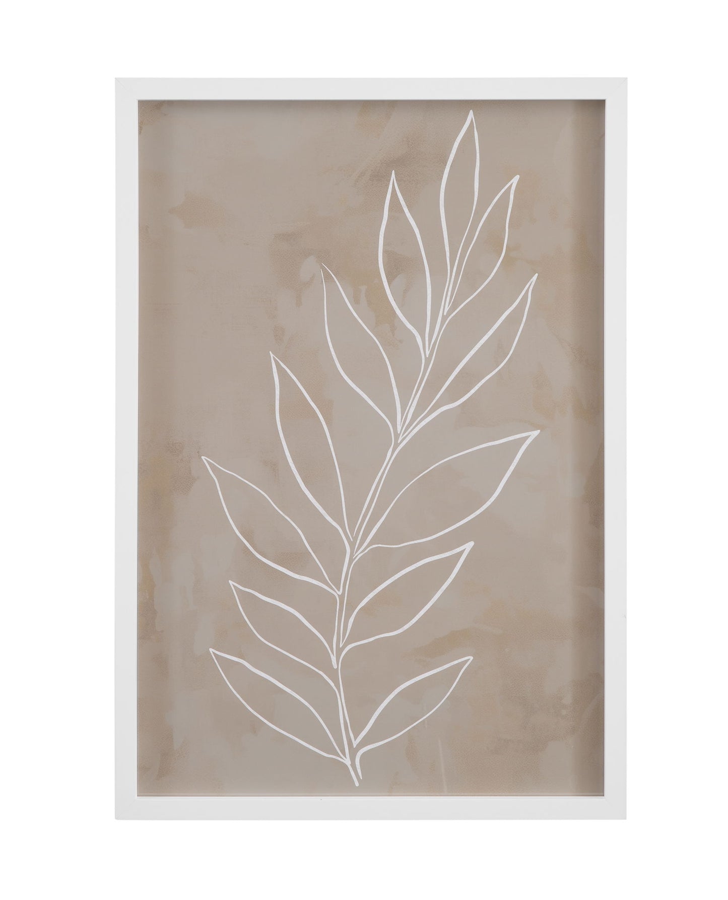 Leaf Line Art III Framed Print - Light Brown
