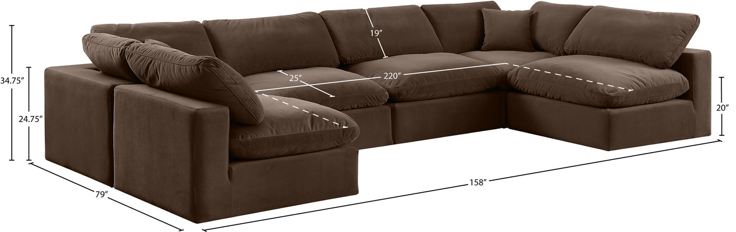 Comfy - 6 Piece Velvet Modular Armless Sectional