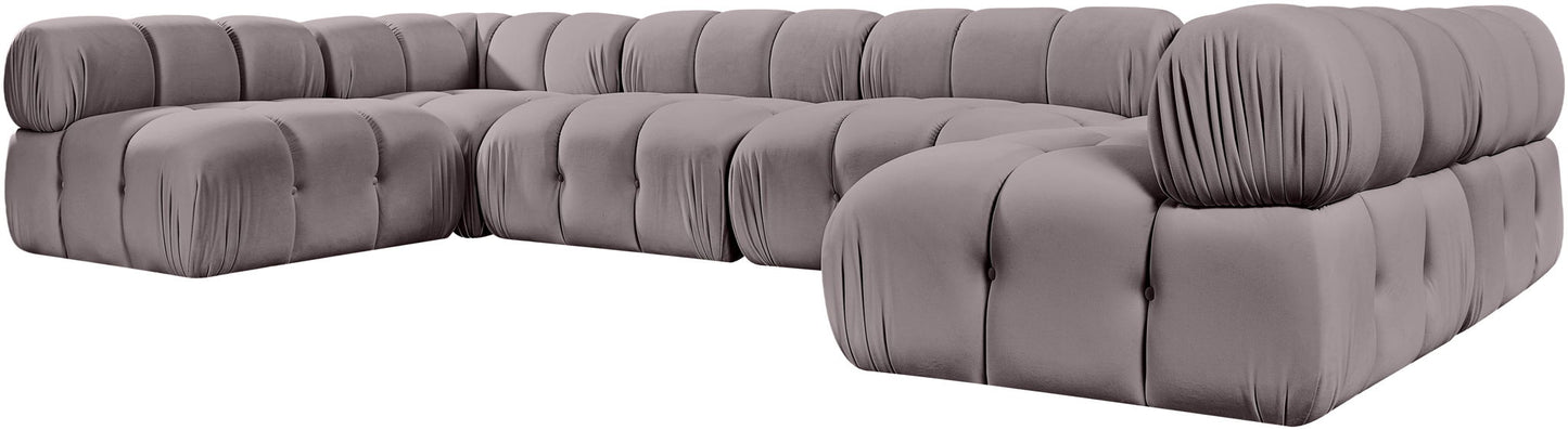 Orin - U-Shaped Velvet 6 Piece Modular Sectional