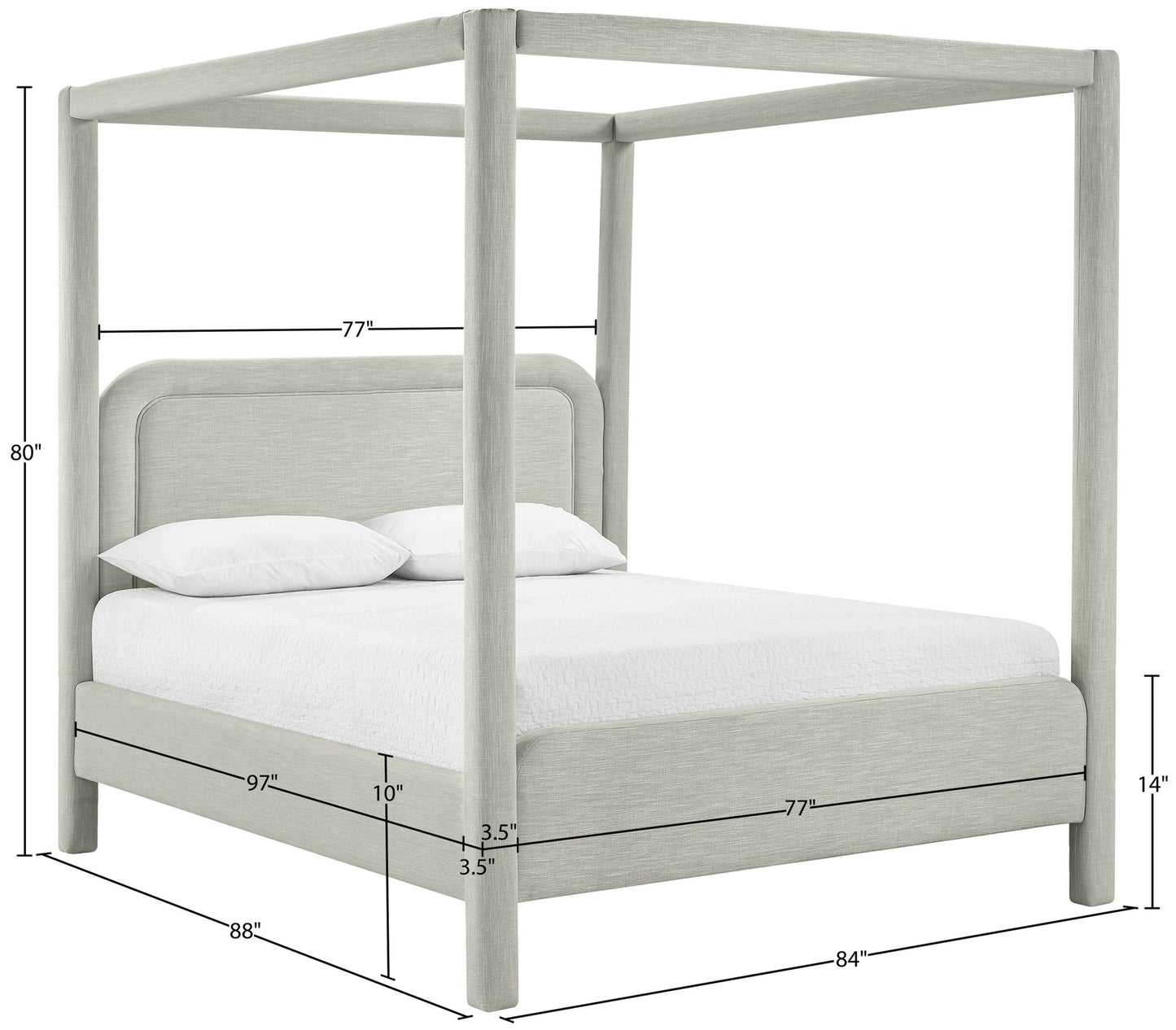 Salina - Linen Textured Fabric Upholstered Bed