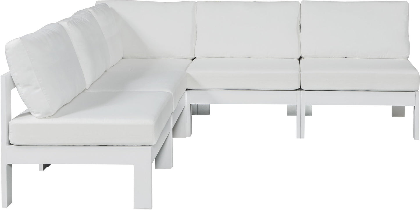 Nizuc - Outdoor Patio 5 Piece Modular Sectional With White Frame
