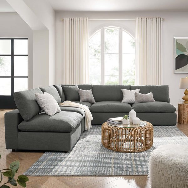 Commix 5-Piece Down Filled Overstuffed Armless Sectional Sofa - Gray
