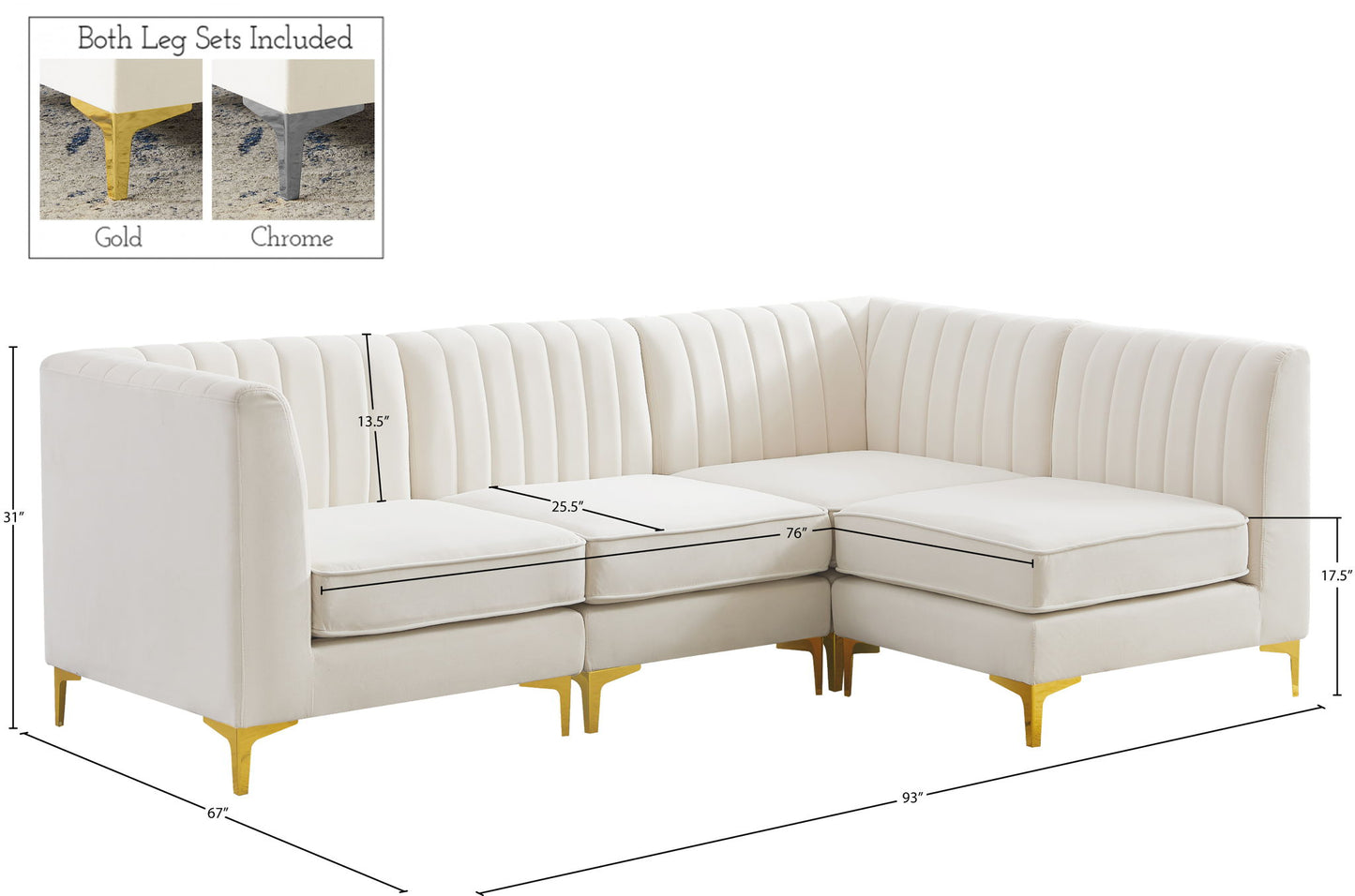 Alina - 4 Piece Modular L-Shaped Sectional