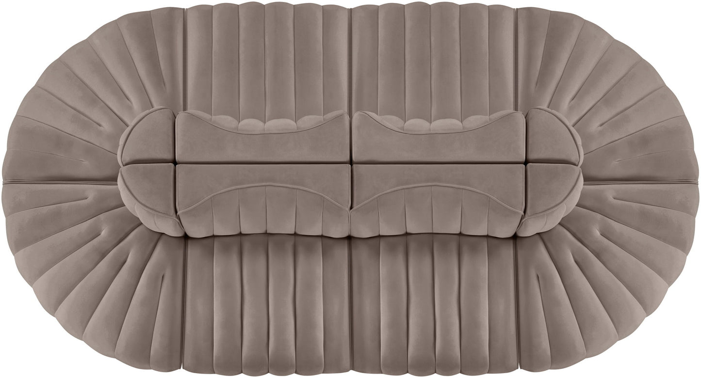 Rummi - Oval Velvet Performance Fabric Upholstered 8 Piece Modular Sectional