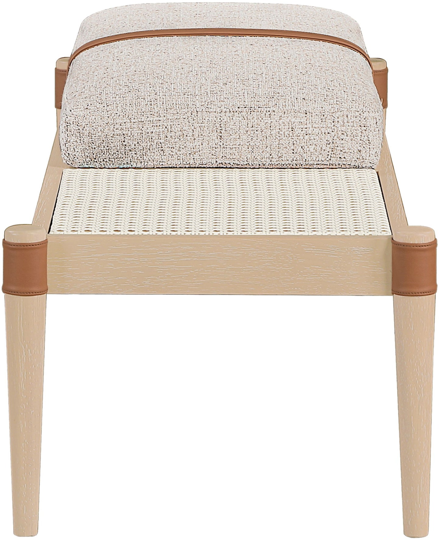 Nara - Linen Textured Fabric Upholstered Bench - Painted Natural