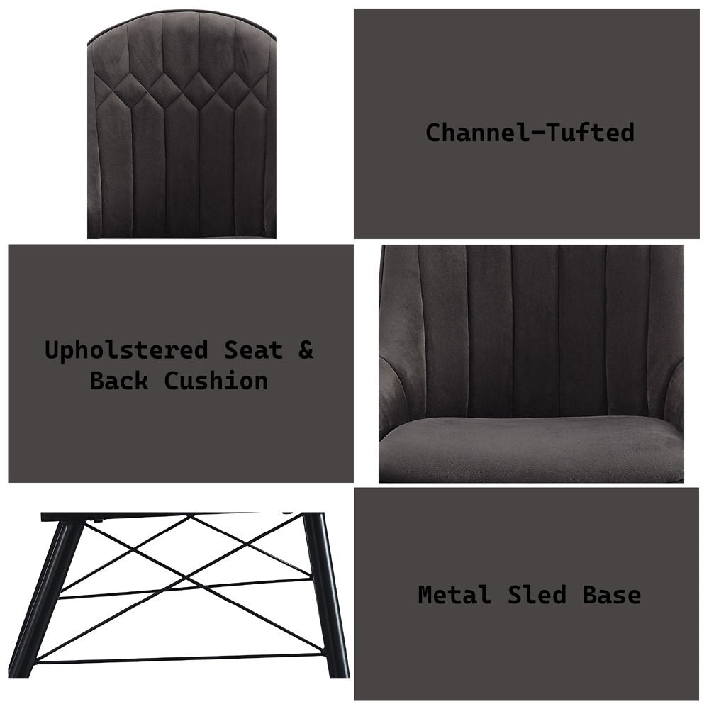 Abraham - Side Chair (Set of 2) - Dark Gray Fabric & Black