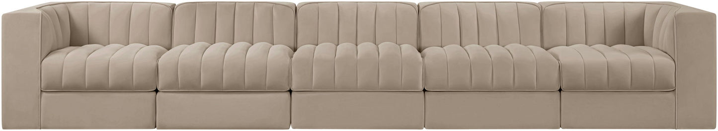 Rummi - Velvet Performance Fabric Upholstered 5 Piece Modular Sofa