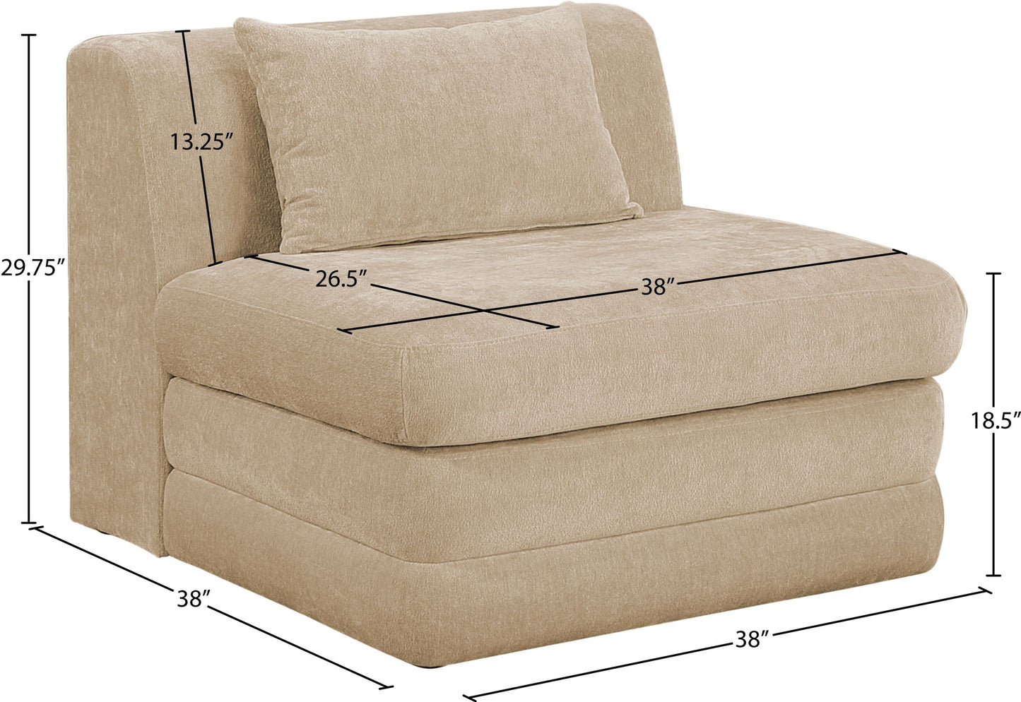Stellar - Chenille Fabric Upholstered Modular Armless Chair